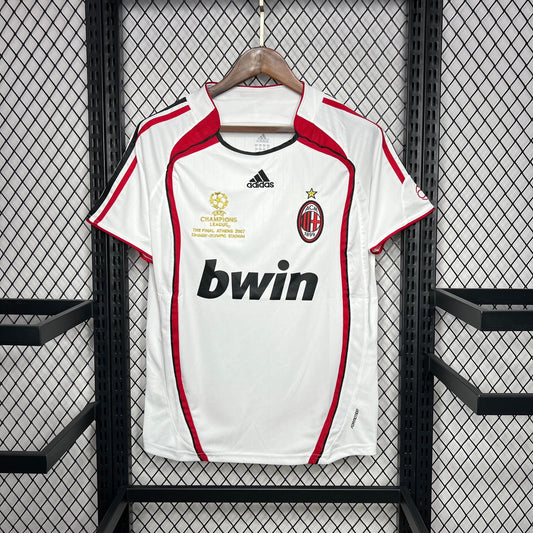 AC Milan 2006-07 Away Retro Jersey – Adidas White Red Champions League Final Athens Edition | Kaka Pirlo Maldini Bwin