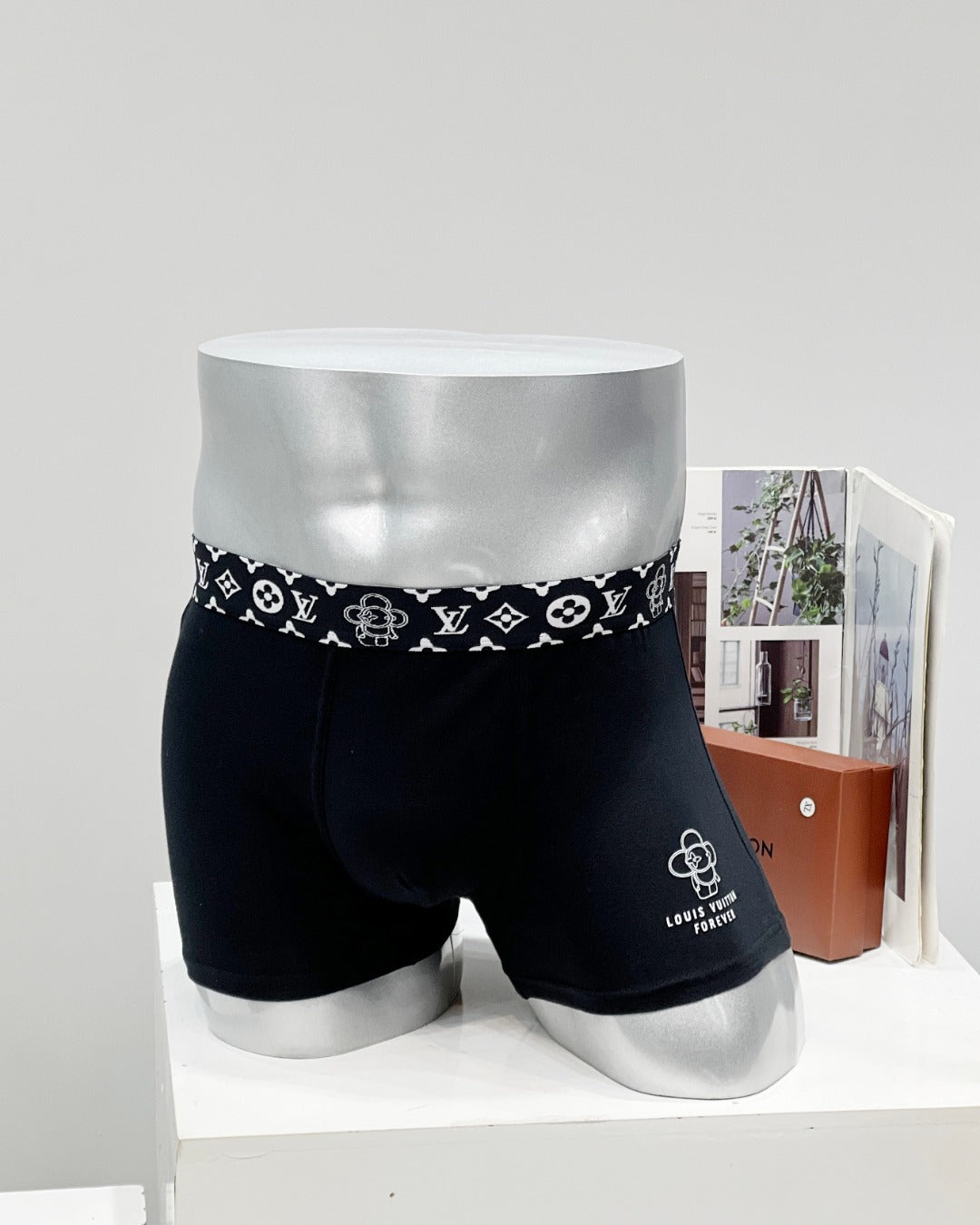 Louis Vuitton Grey Dark Circle Pattern Waist Boxer Briefs, image 3