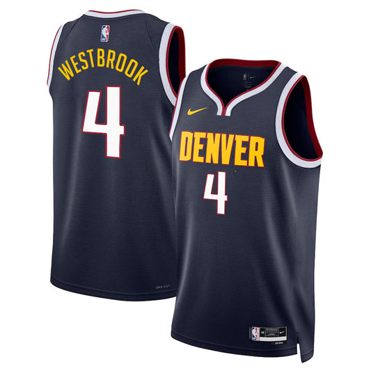 Men's & Youth Denver Nuggets Russell Westbrook #4 Nike Navy Icon Edition Swingman Jersey