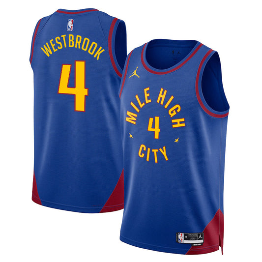 Men's & Youth Denver Nuggets Russell Westbrook #4 Jordan Brand Blue "Mile High City" Statement Edition Swingman Jersey