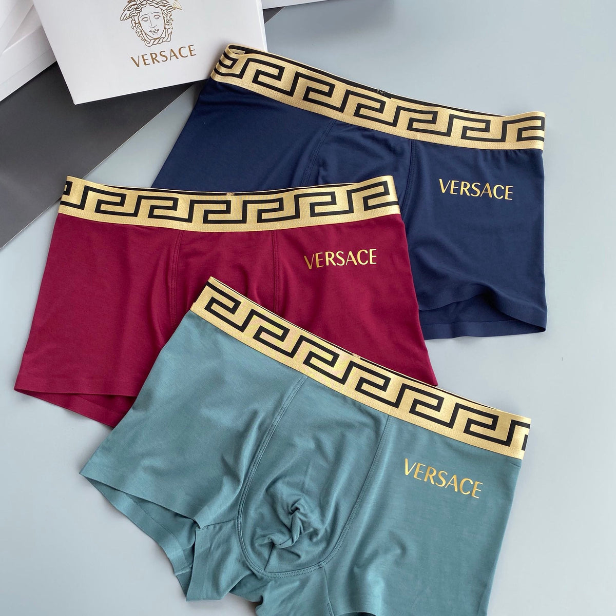 Versace Gold Wordmark Modal-Blend Boxer Briefs - Box of 3