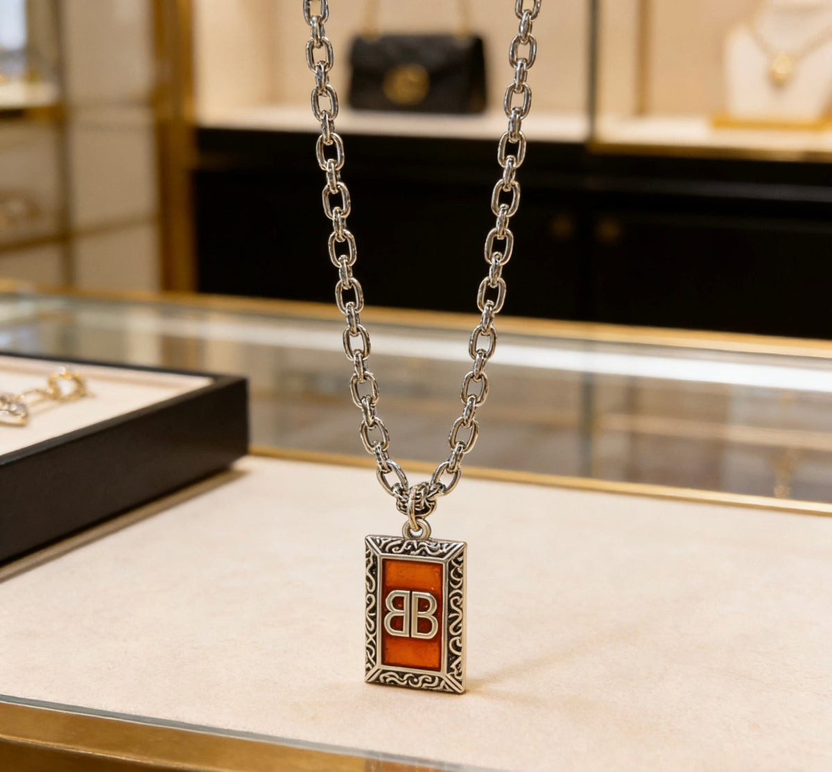 Martin Graham pendant necklace in polished metal-tone – main product view