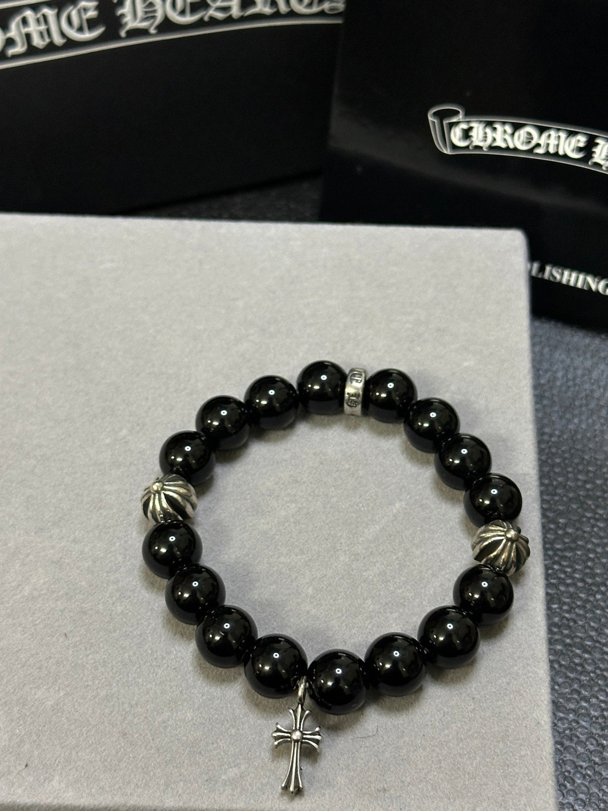 Martin Graham beaded bracelet in polished metal-tone – main product view