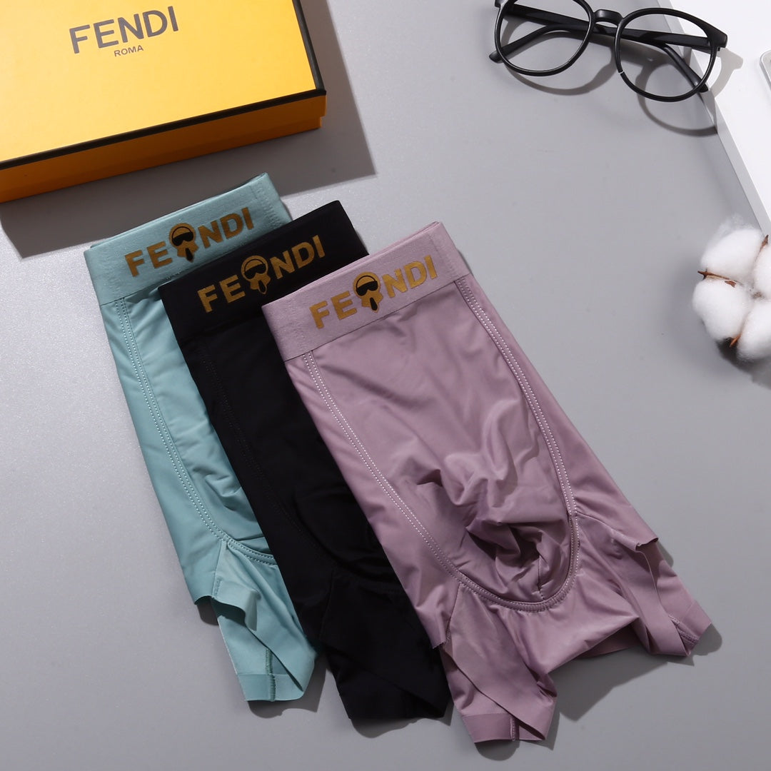 Fendi Gold-Tone Wordmark Details Men's Boxer Briefs - 3-Piece Box