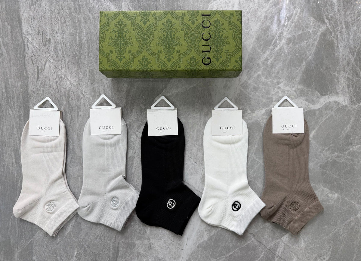 Gucci Modal Small Round Emblems Ankle Socks - 5-Pair Set