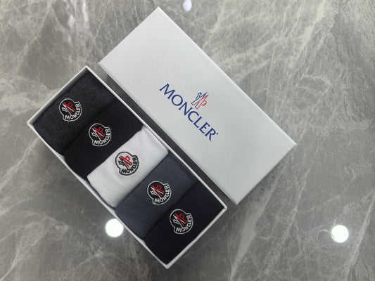 Moncler Small Round Emblems Crew Socks - 5-Pair Set