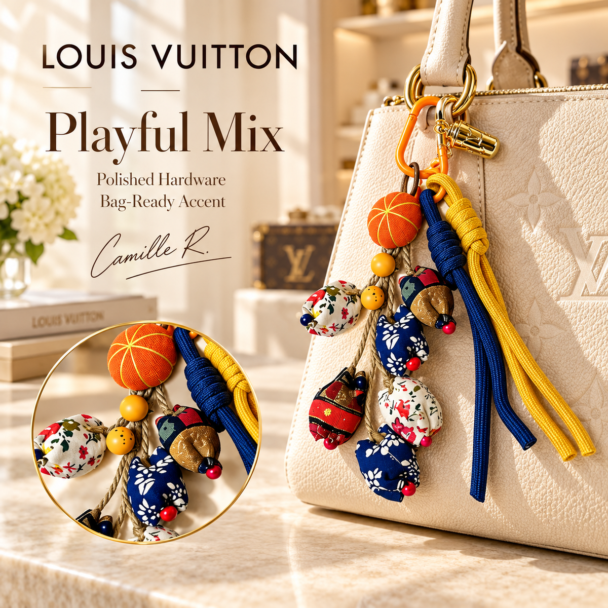 Martin Graham keychain in polished metal-tone