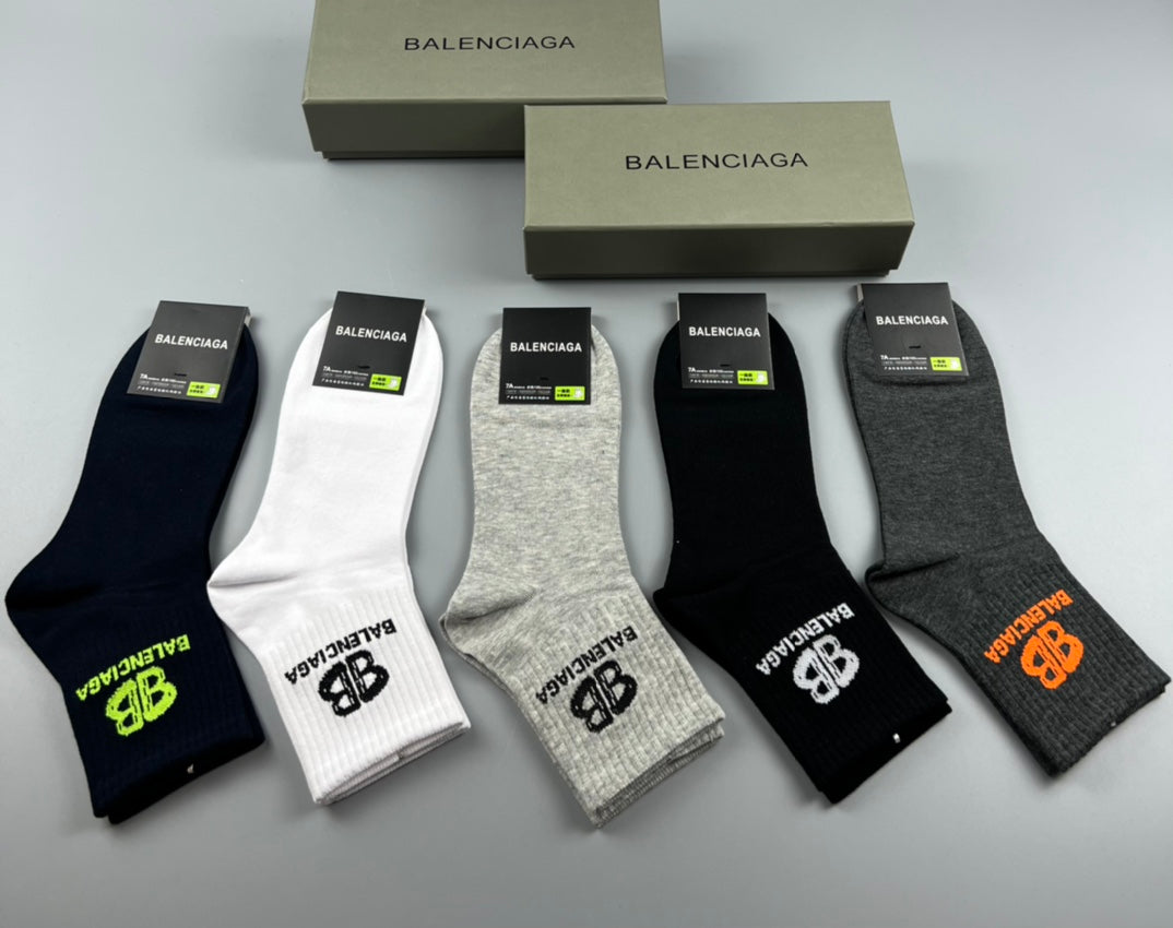 Balenciaga Colourful Bb Graphics Crew Socks - 5-Pair Set