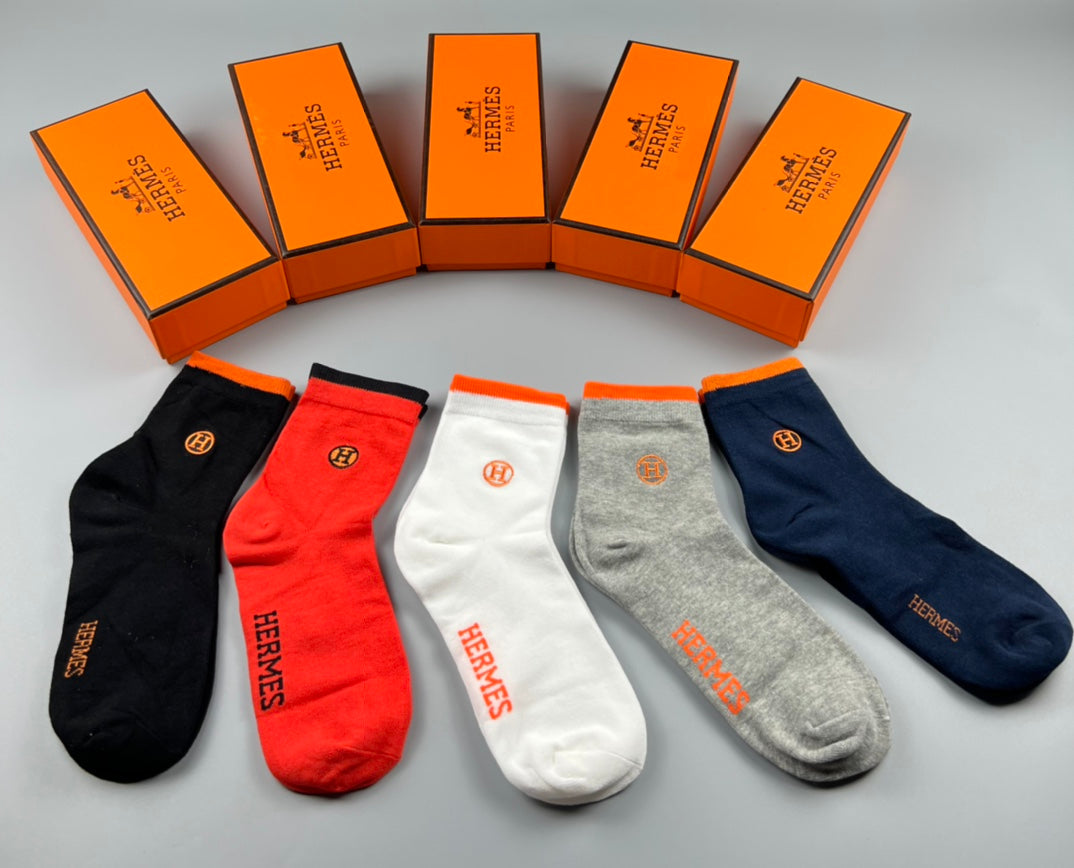 Hermes Cotton Socks - Box of 5 Pairs