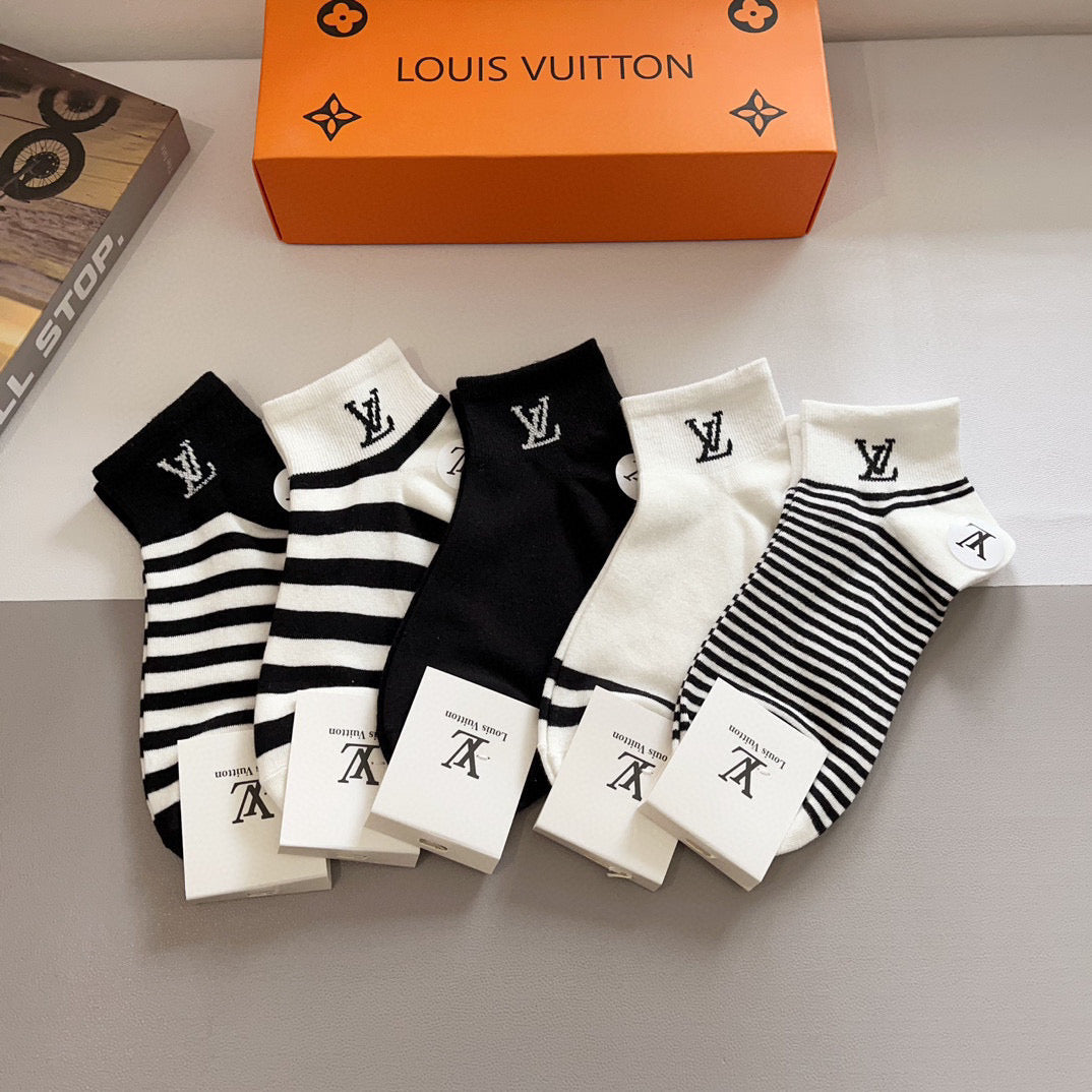 Louis Vuitton Striped Crew Socks - Box of 5 Pairs