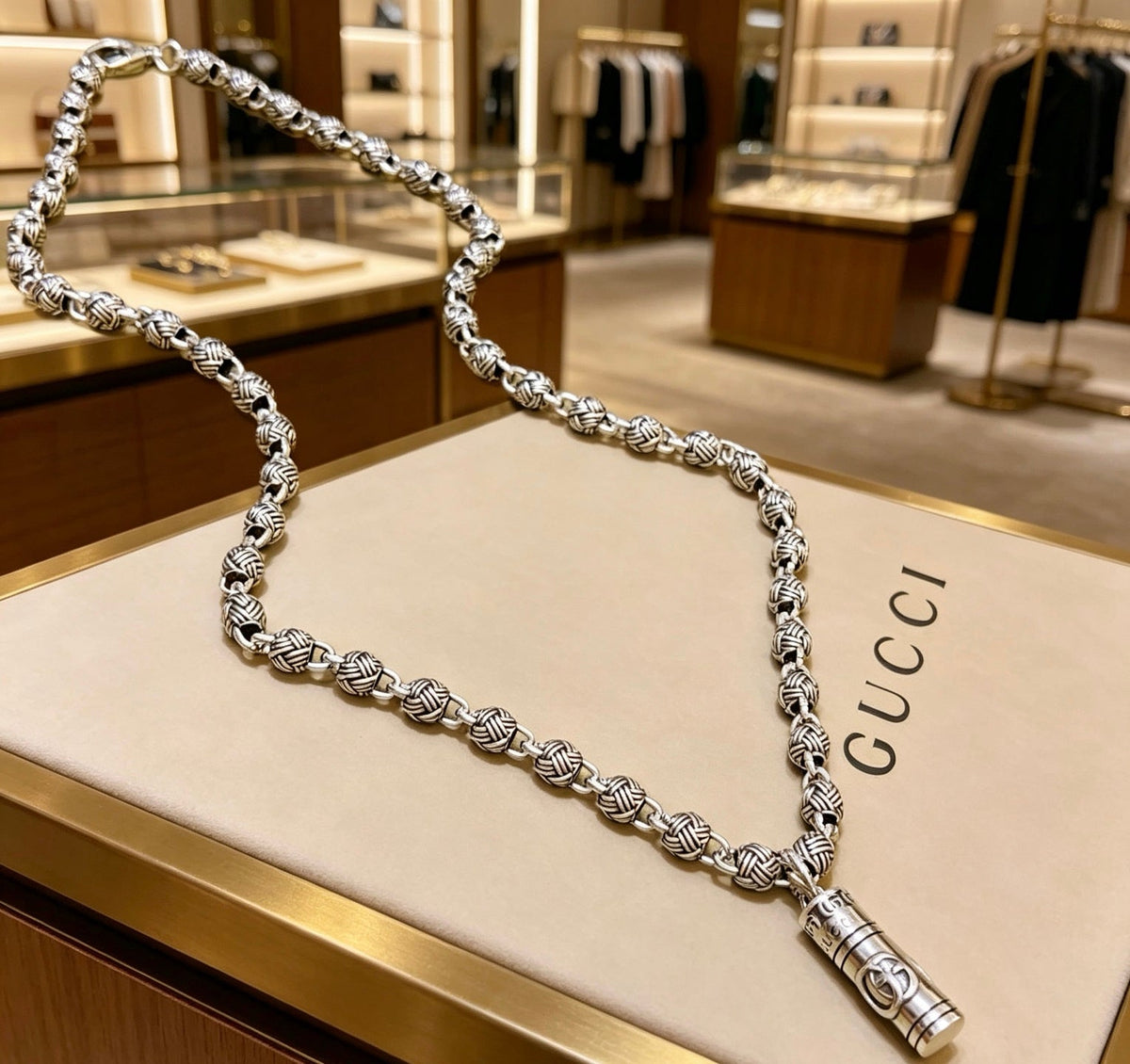 Martin Graham pendant necklace in polished metal-tone – main product view