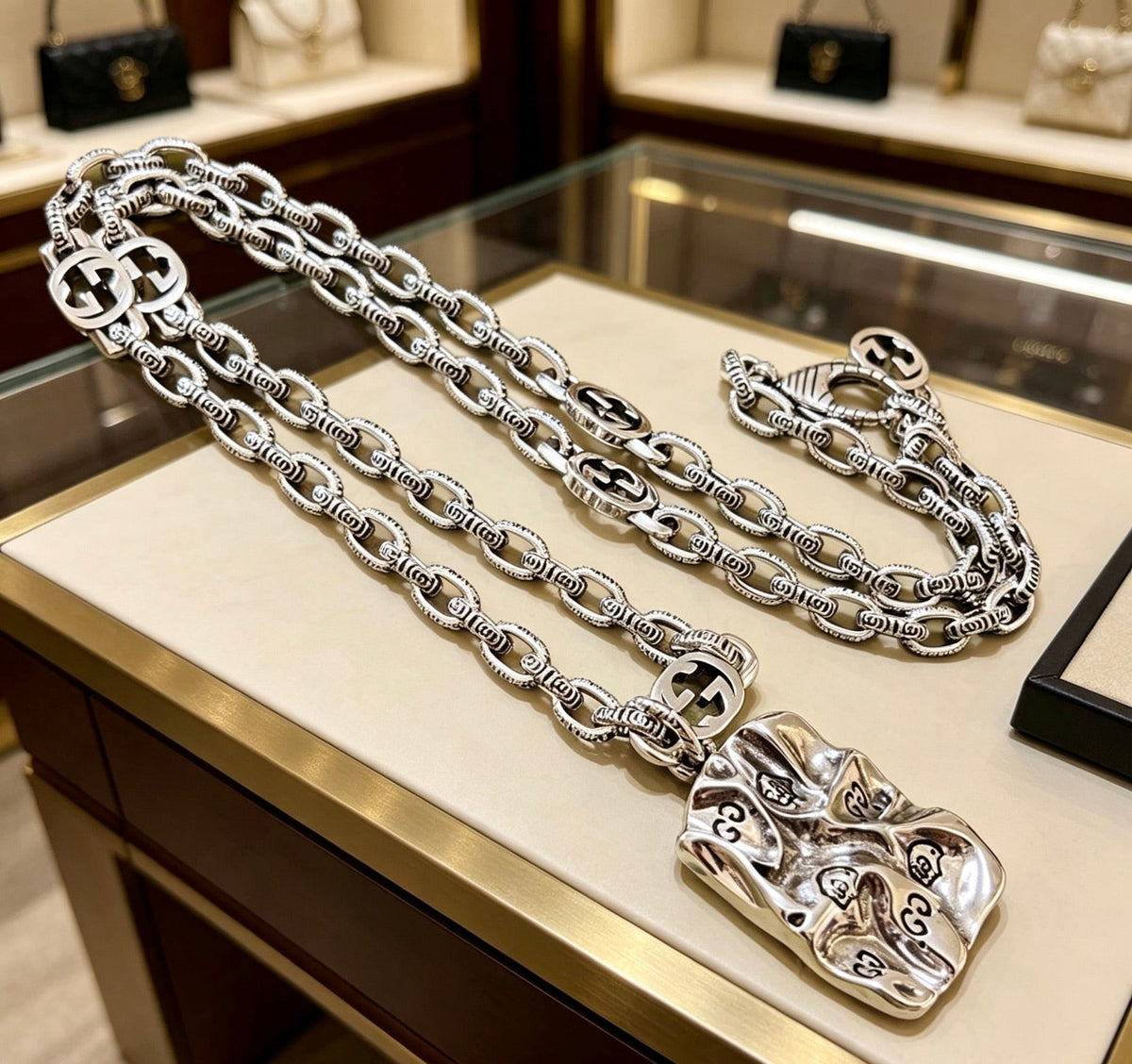 Martin Graham pendant necklace in polished metal-tone – main product view
