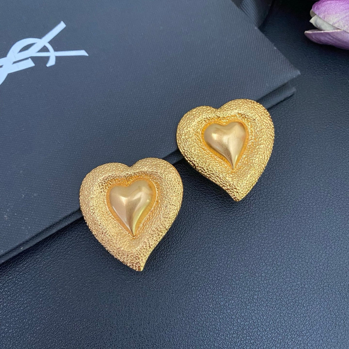 Heart Statement Earrings in Polished Metal-Tone main product view