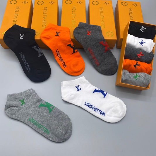 Louis Vuitton Mixed Bright Logo Ankle Socks - Box of 5 Pairs