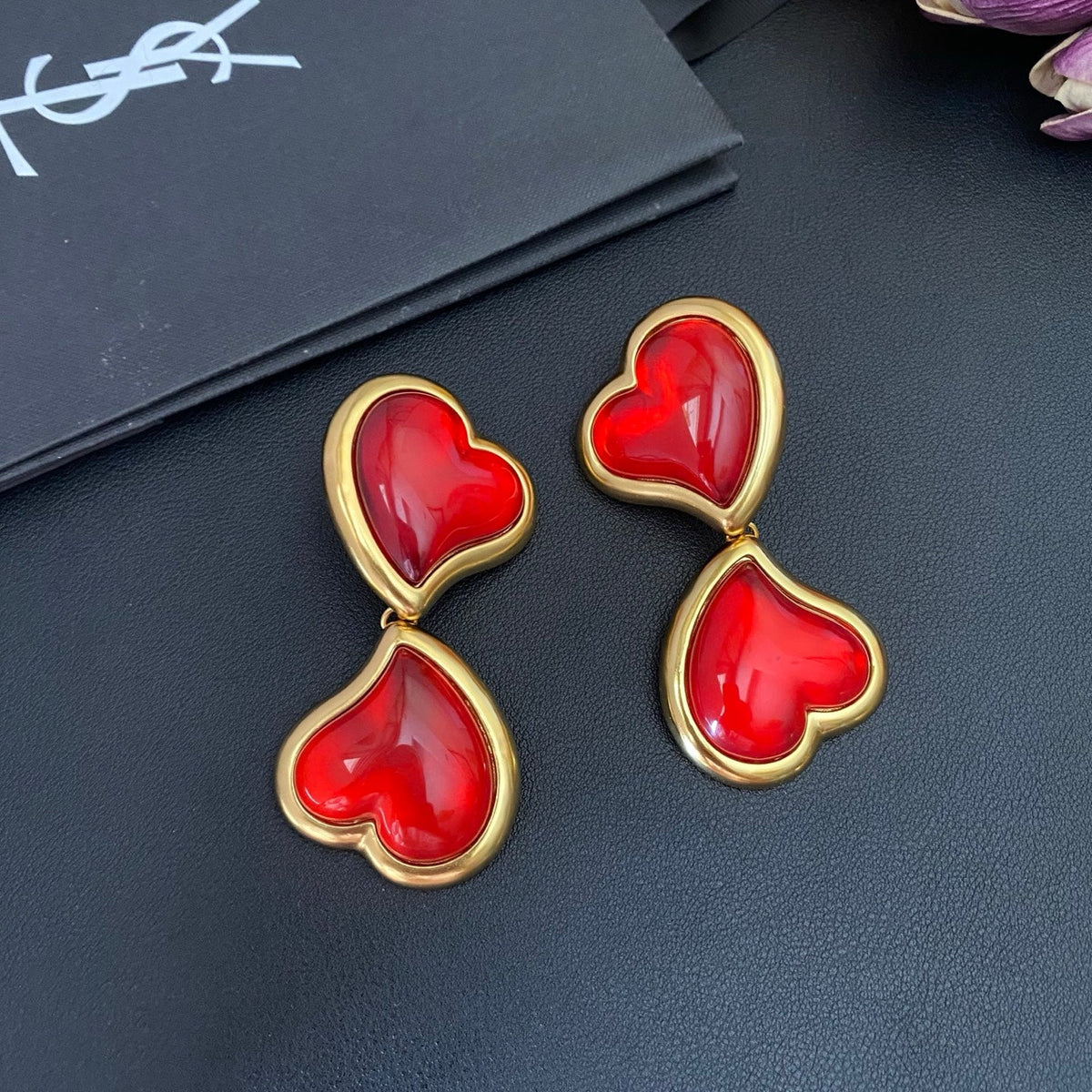 Heart Statement Earrings in Red Accent main product view