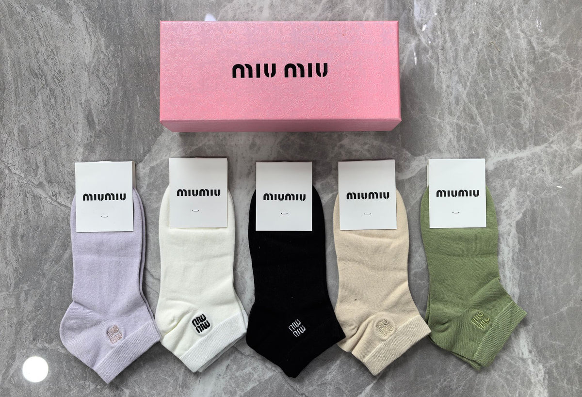 Miu Miu Combed Cotton No-Show Socks - 5-Pair Set