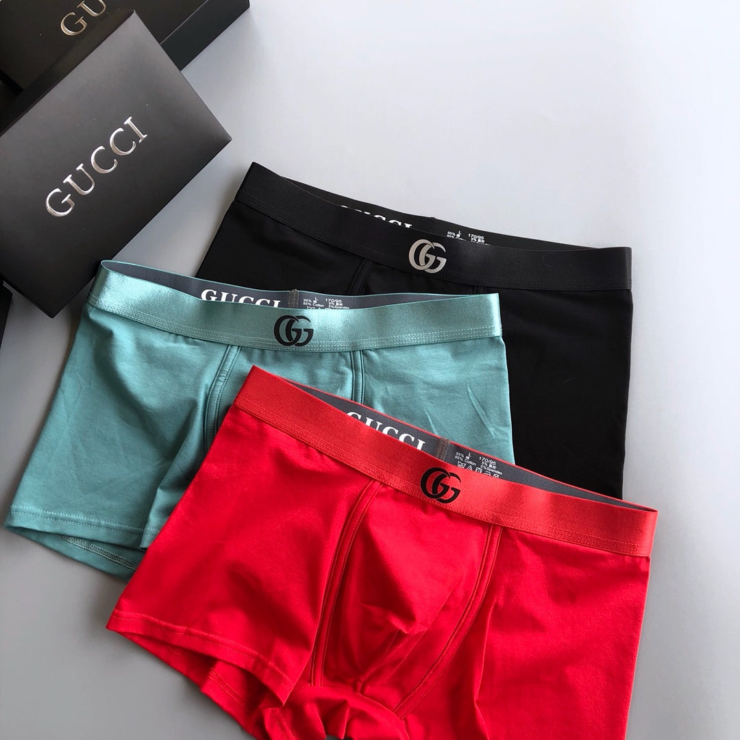 Gucci Visible All-Over Pattern And Logo Details Men's Boxer Briefs - 3-Piece Box