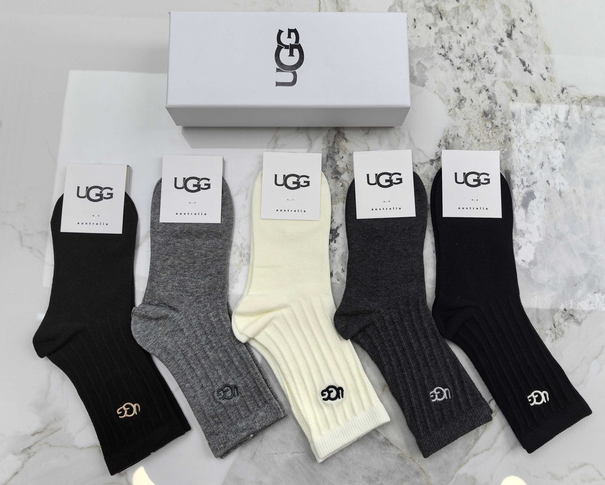 UGG Combed Cotton Crew Socks - 5-Pair Set