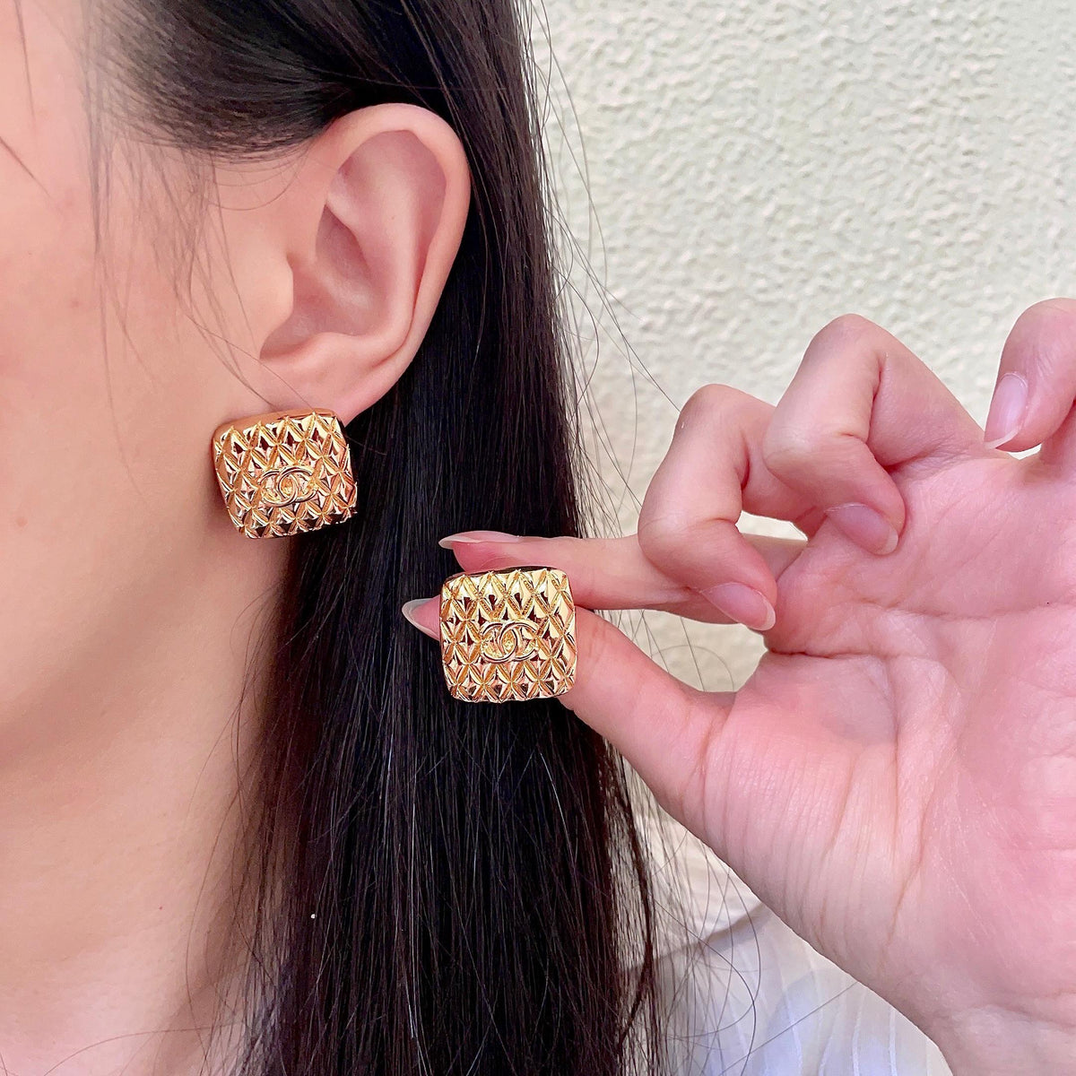 Martin Graham stud earrings in polished metal-tone – main product view