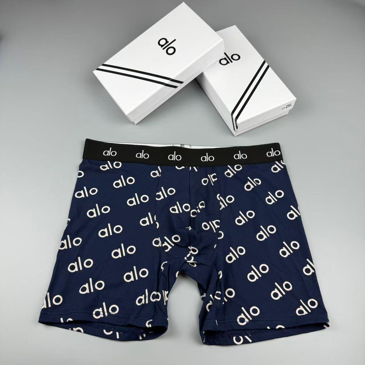 Alo Cotton All-Over Logo Pattern Men's Boxer Briefs - 3-Piece Box