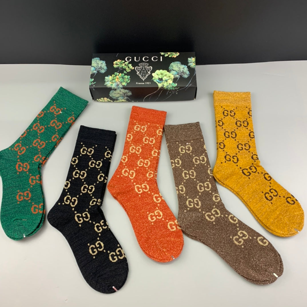 Gucci Colour Monogram Crew Socks - 5-Pair Box