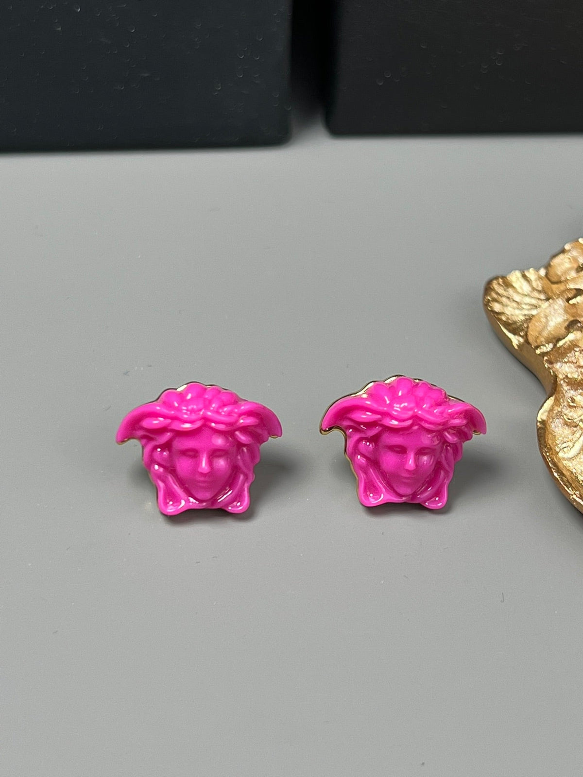 Martin Graham stud earrings in polished metal-tone – main product view