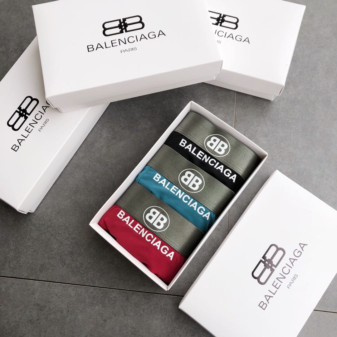 Balenciaga Ice-Silk Men's Boxer Briefs - 3-Piece Box - Sizes L-XXXL