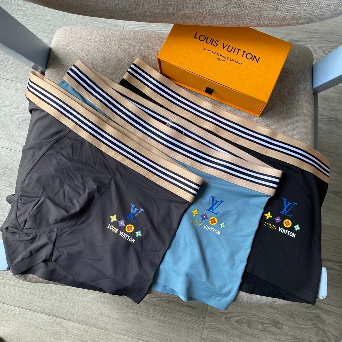 Louis Vuitton Striped Motif Men's Trunk Underwear - 3-Piece Box