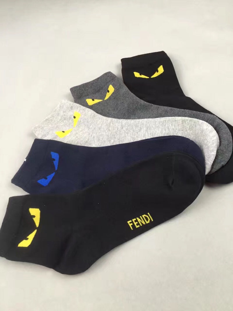 Fendi Bright Eye-Shaped Motifs Crew Socks