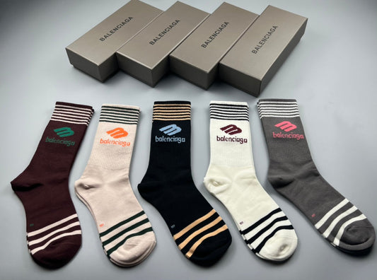 Balenciaga Striped Foot Crew Socks - Assorted Set
