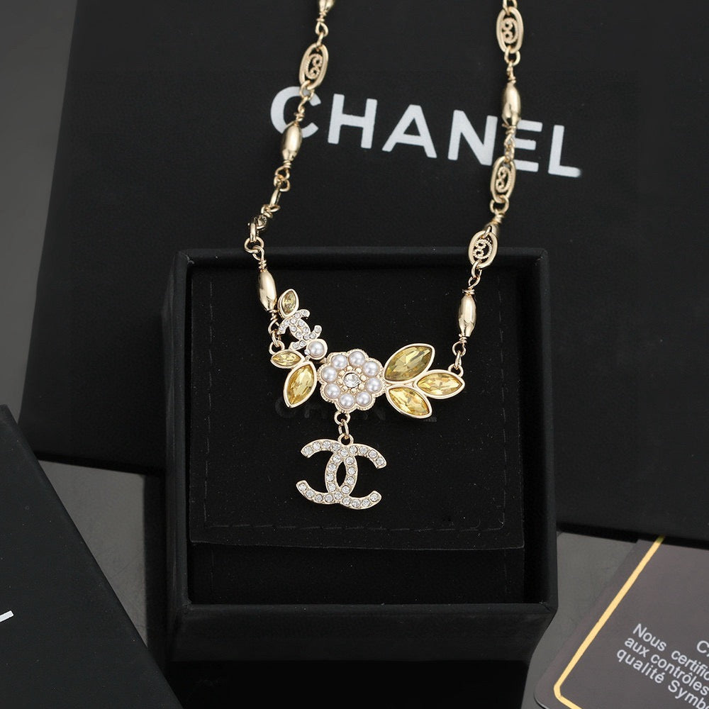Martin Graham Camellia pendant necklace in gold-tone – main product view