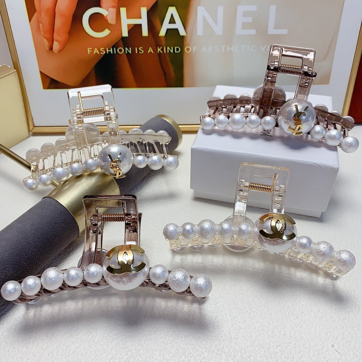 Martin Graham Pearl hair accessory in polished metal-tone – main product view