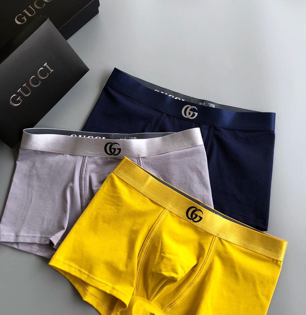 Gucci Cotton-Blend Logo Detail Men's Boxer Briefs - 3-Piece Box