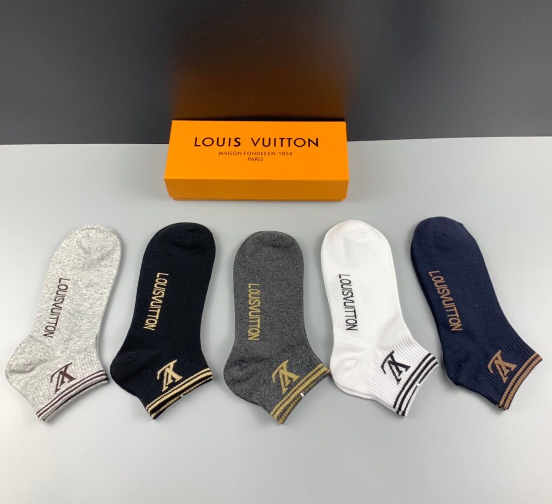 Louis Vuitton Restrained Wordmarks No-Show Socks - 5-Pair Set