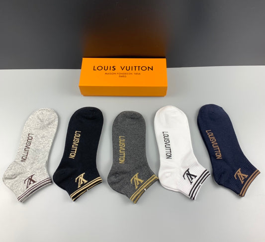 Louis Vuitton Restrained Wordmarks No-Show Socks - 5-Pair Set