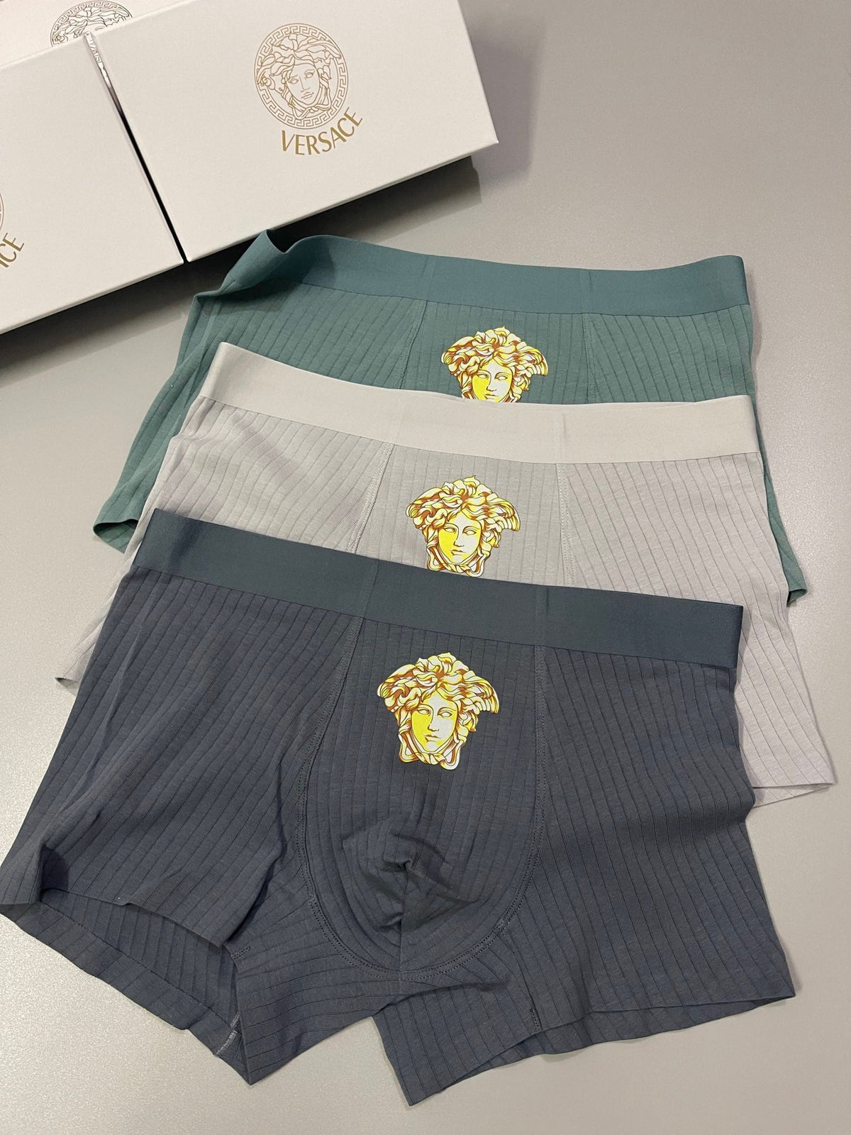 Versace Medallion Details Men's Boxer Briefs - 3-Piece Box