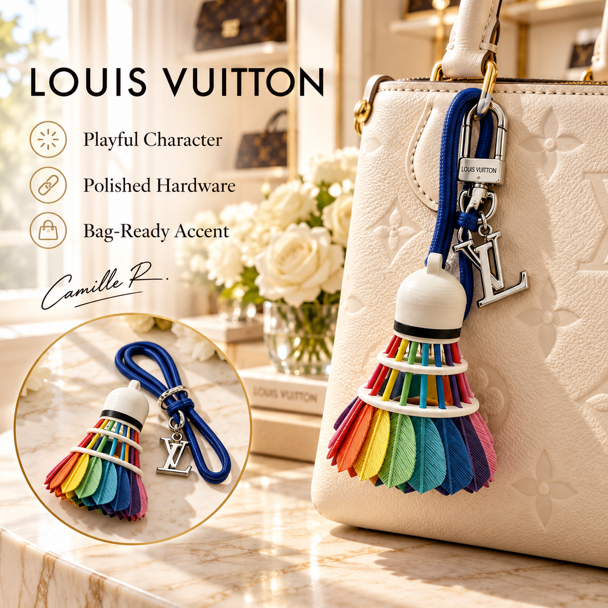 Martin Graham keychain in polished metal-tone