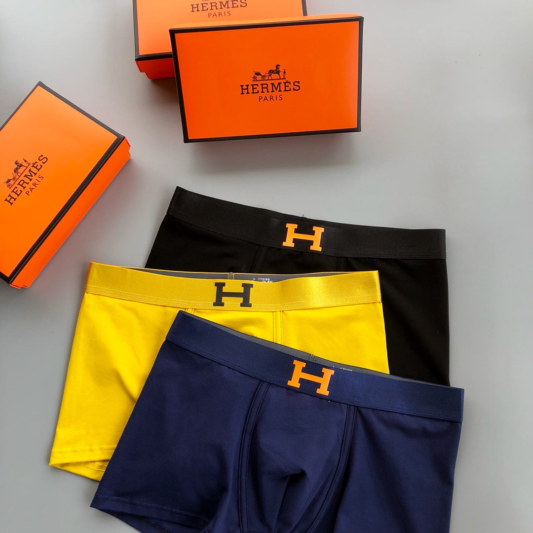 Hermes Contrast H Details Men's Boxer Briefs - 3-Piece Box