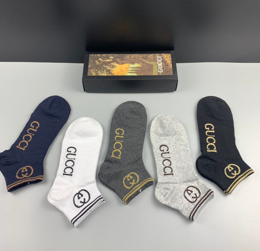 Gucci Solid Logo Ankle Socks - Box of 5 Pairs