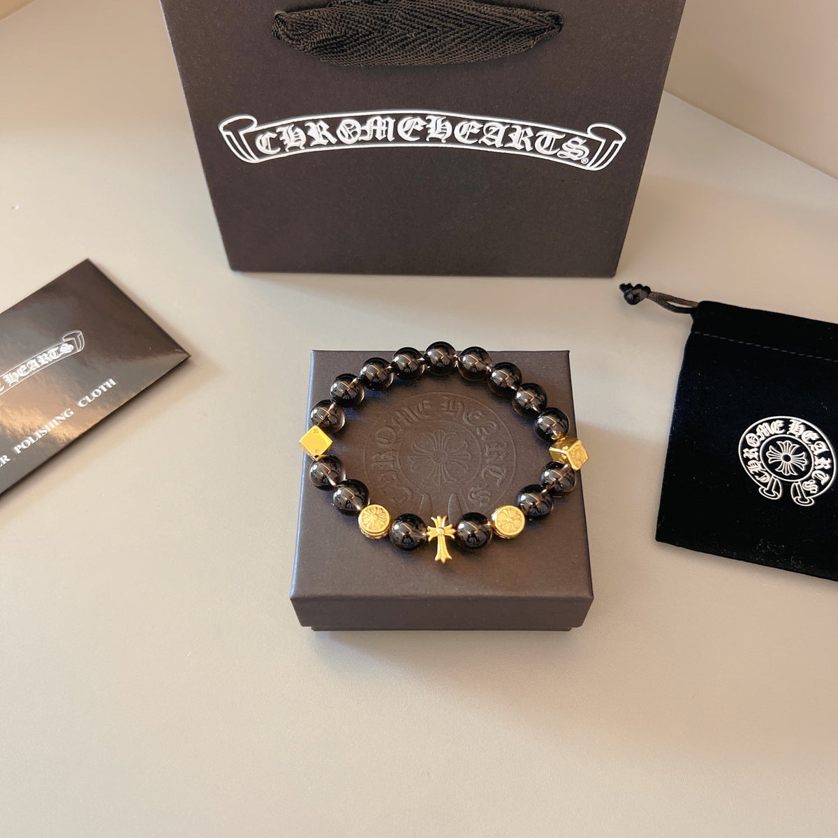 Martin Graham beaded bracelet in polished metal-tone – main product view