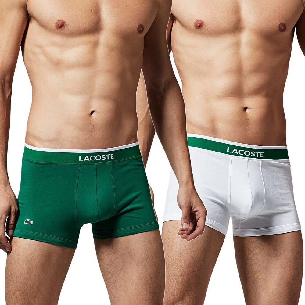 Lacoste Cotton Striped Logo Waistbands Men's Boxer Briefs - 3-Piece Box