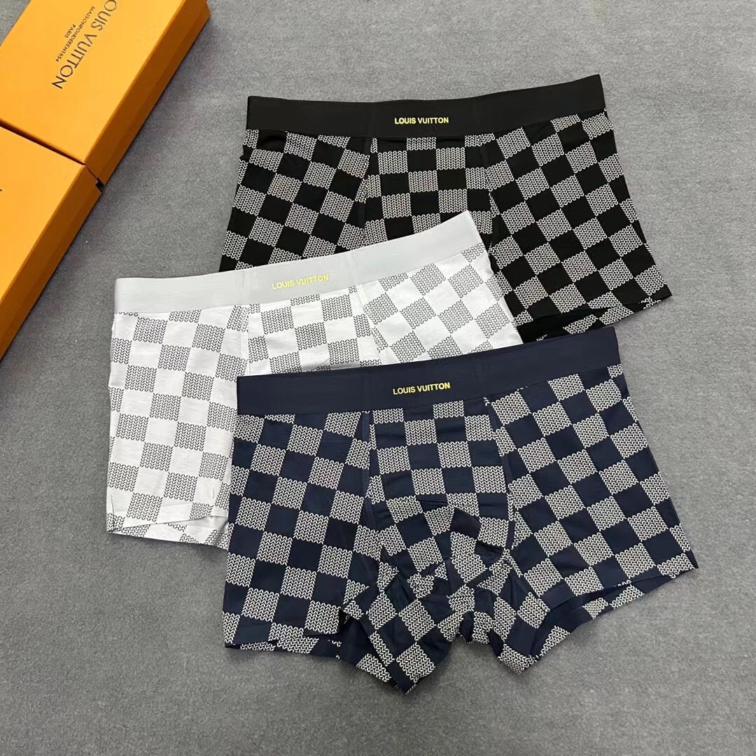Louis Vuitton Solid Panels And Visible Emblem Details Men's Boxer Briefs - 3-Piece Box