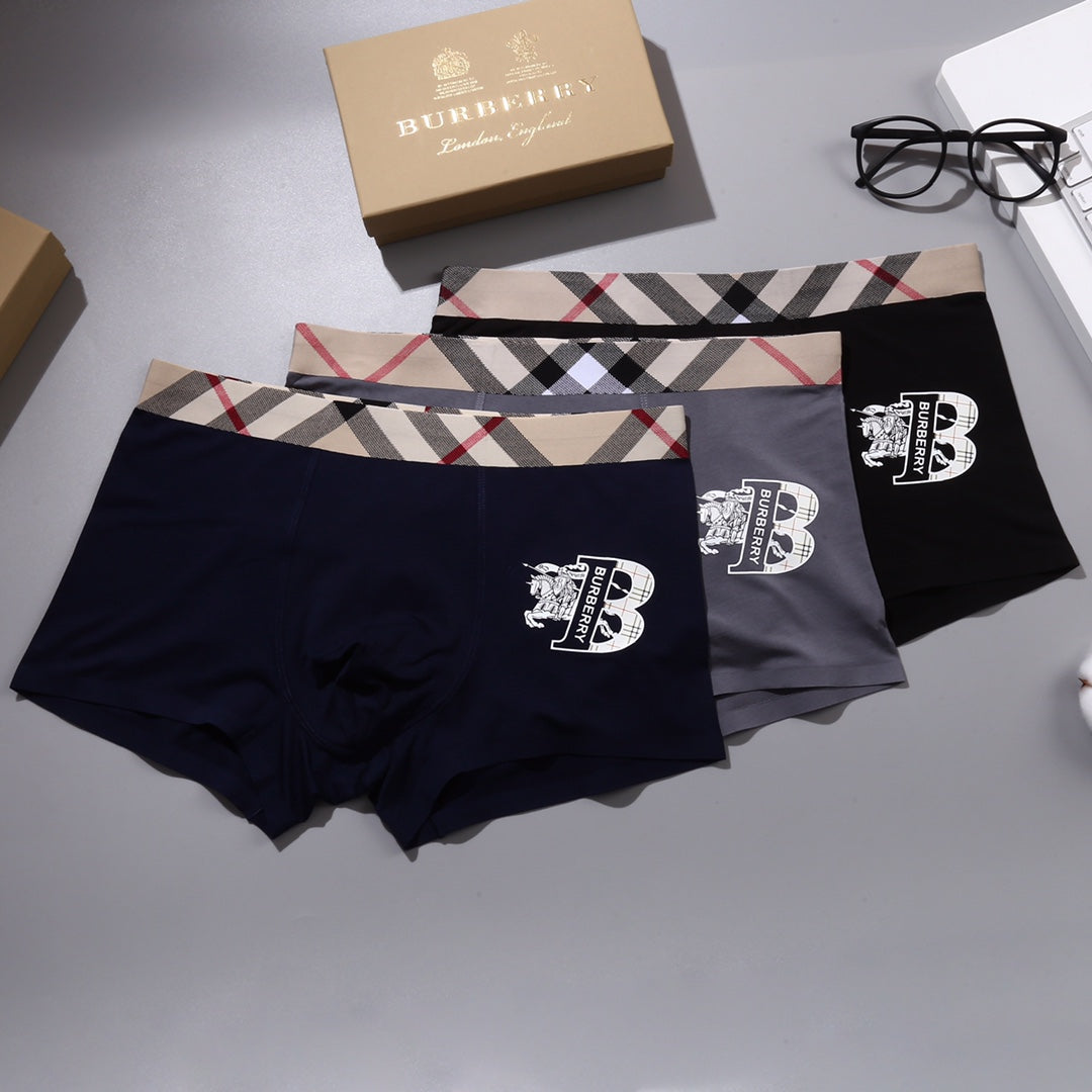 Burberry Check-Inspired Waistbands Men's Boxer Briefs - 3-Piece Box
