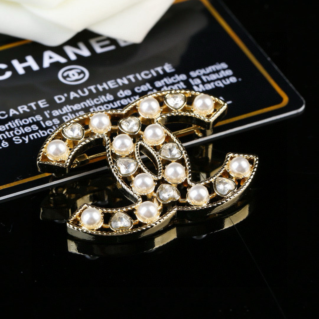 Martin Graham Double-C brooch in polished metal-tone – main product view