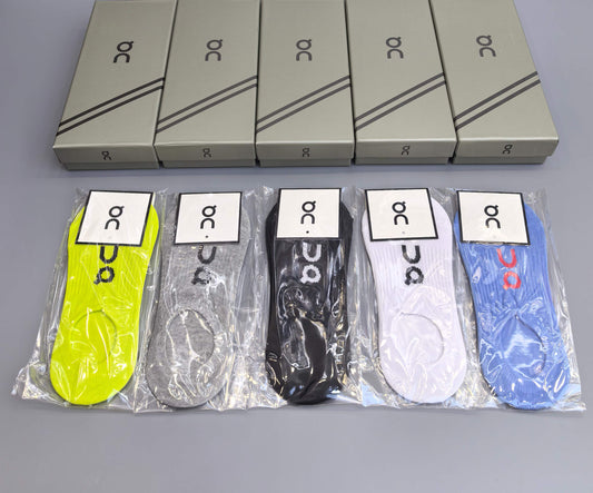 On Cotton Visible Logo, Stripe Or Motif Details Crew Socks - 5-Pair Set