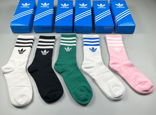 Adidas Three-Stripe Crew Socks - 5-Pair Box