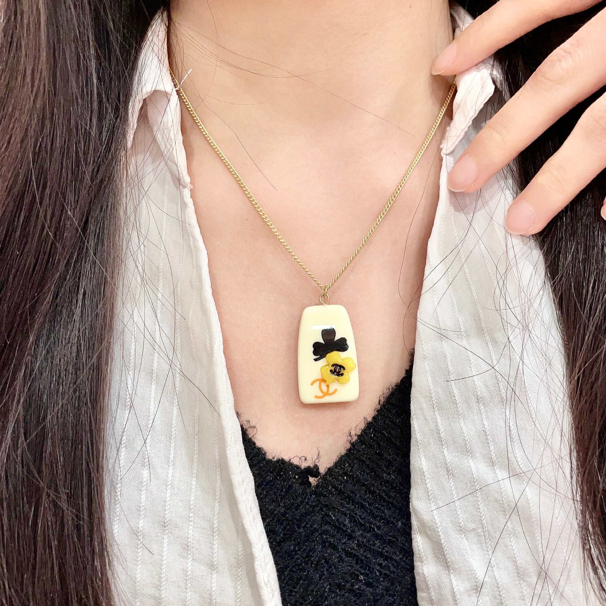 Martin Graham pendant necklace in polished metal-tone – main product view