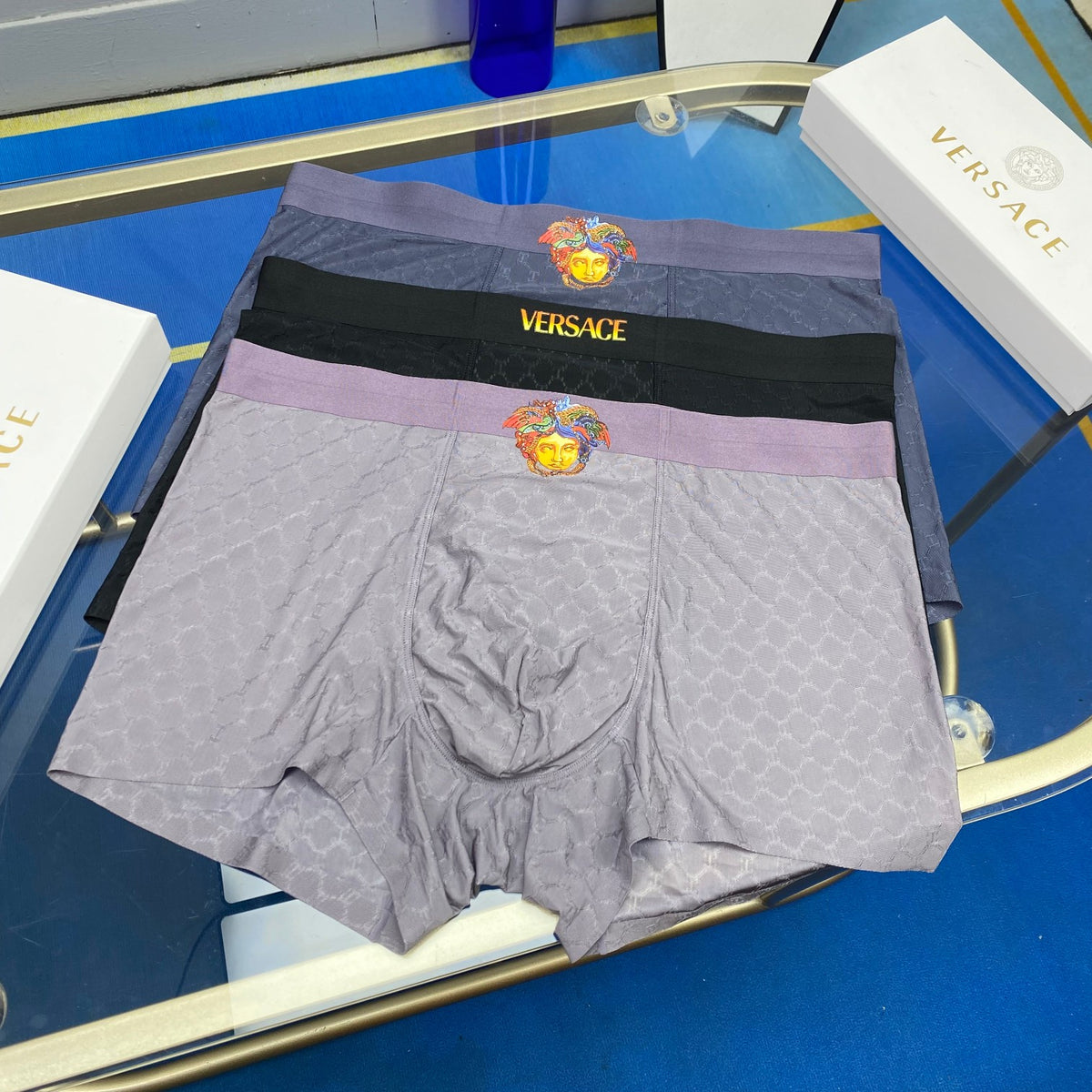 Versace Medallion Details Men's Boxer Briefs - 3-Piece Box