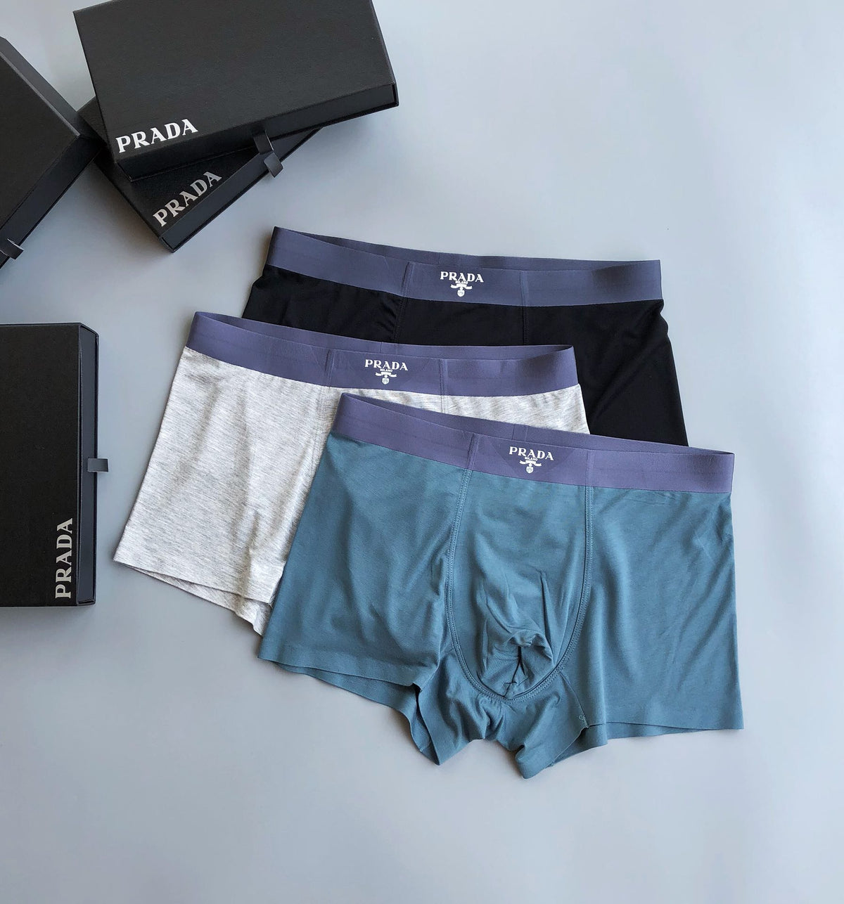 Prada Small Triangle Details Men's Boxer Briefs - 3-Piece Box