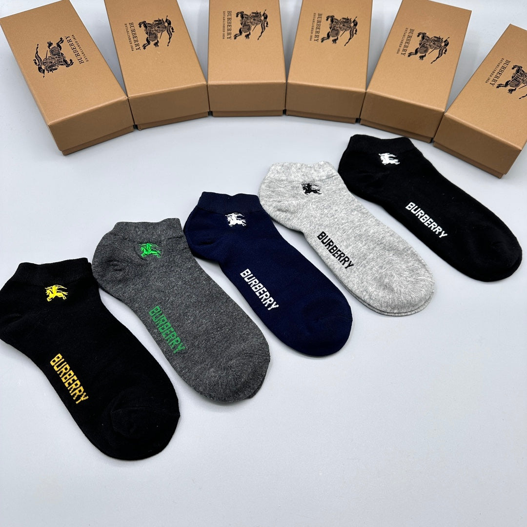 Burberry Logo Ankle Socks - 5-Pair Box